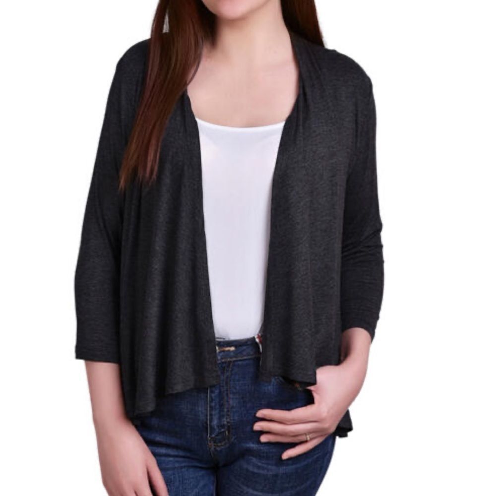 Notations 3/4 Sleeve Solid Open Front Cardigan M Maroon‎ NWT in packaging